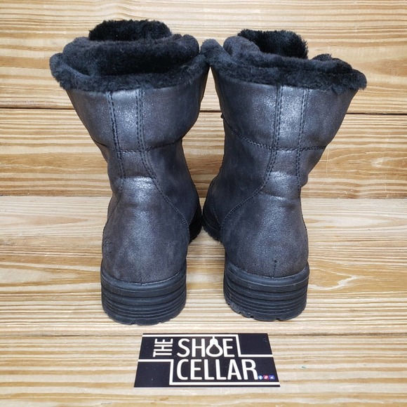 BOC Womens 5 Allysen Black Lace Up Faux Fur Lined Combat / Moto Boots - Picture 4 of 8